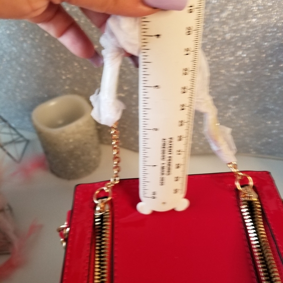 Retro Glossy Red Multicolor Square Rubiks Cube Shape Purse Chain Handbag NEW - Picture 15 of 16